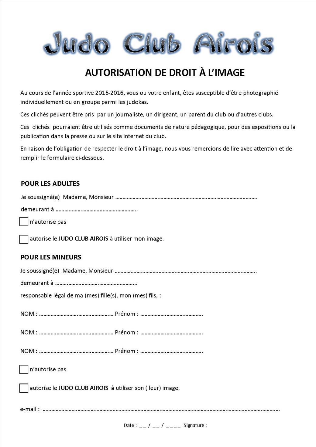 Autorisation du droit à l'image