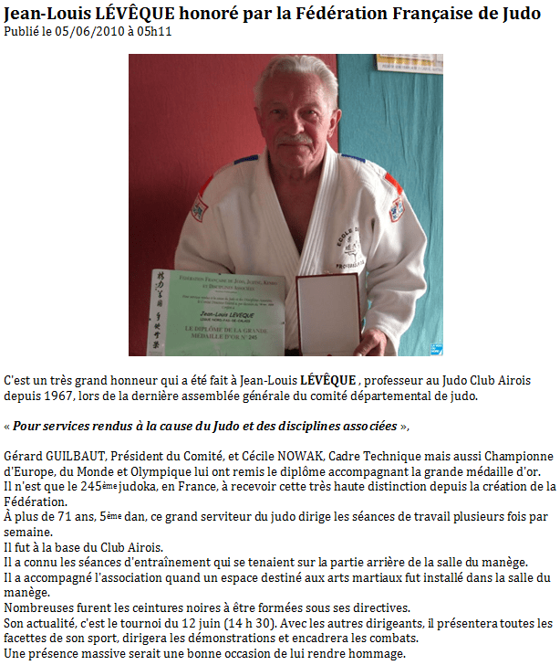Article Médaille de Jean-Louis